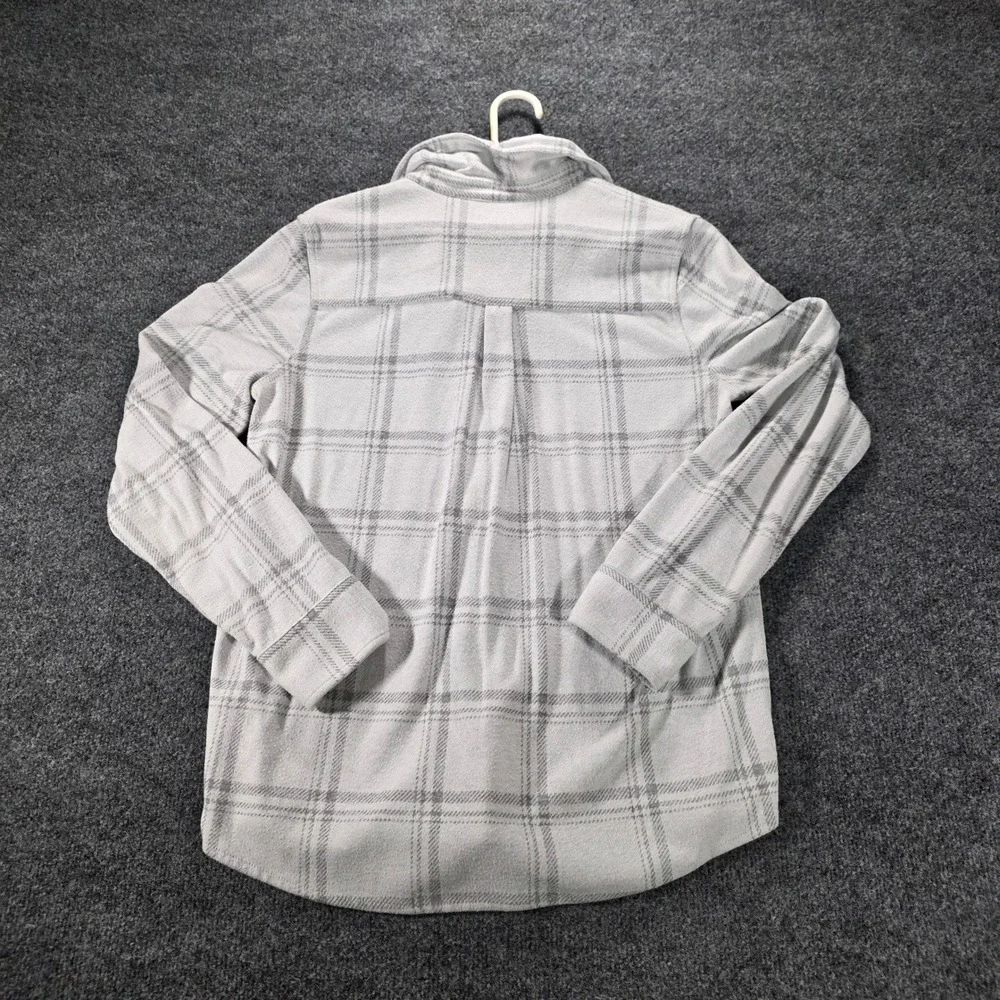 Faherty Legend Shirt Plaid Flannel Button Down Grey Knit Stretch Medium Womens - Picture 2 of 7